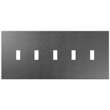 Screwless Brushed Gray - 5 Toggle Wallplate