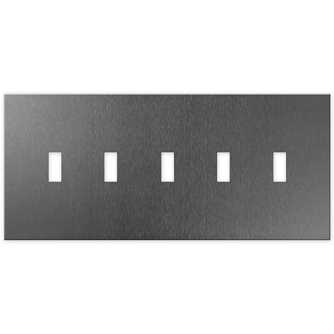 Screwless Brushed Gray - 5 Toggle Wallplate
