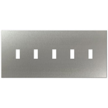 Screwless Stainless Steel - 5 Toggle Wallplate