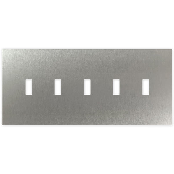 Screwless Stainless Steel - 5 Toggle Wallplate