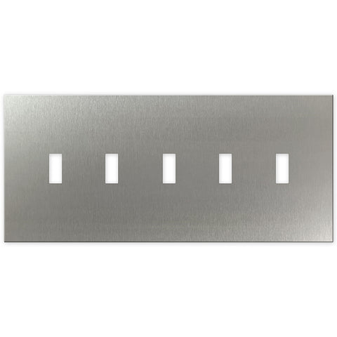 Screwless Stainless Steel - 5 Toggle Wallplate
