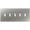 Screwless Stainless Steel - 5 Toggle Wallplate