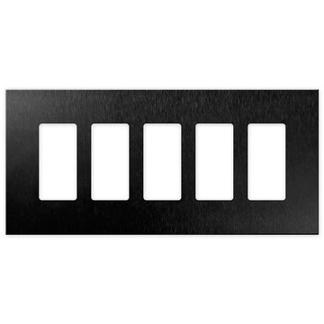 Screwless Oversized Brushed Black - 5 Toggle Wallplate
