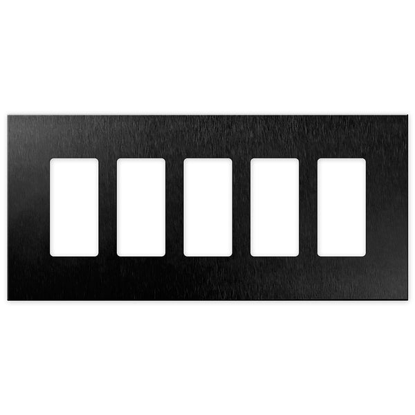 Screwless Oversized Brushed Black - 5 Toggle Wallplate
