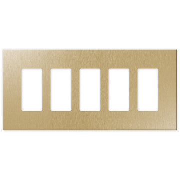 Screwless Oversized Brushed Gold - 5 Rocker Wallplate