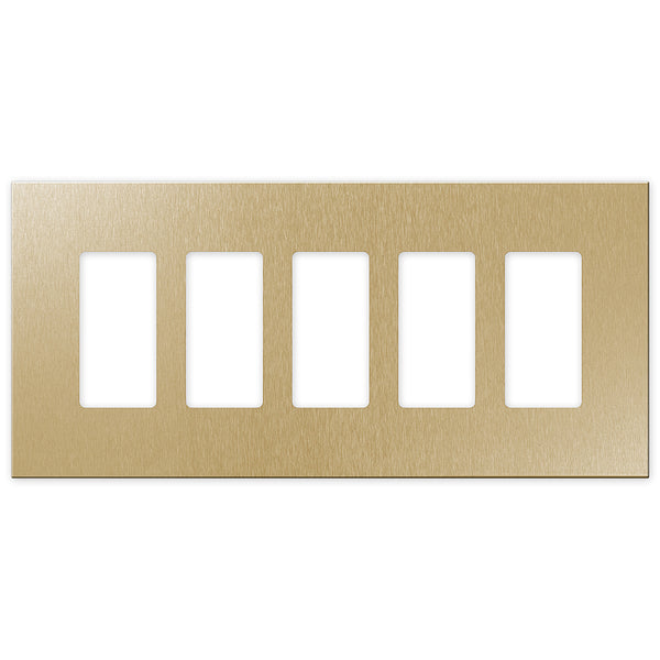 Screwless Oversized Brushed Gold - 5 Rocker Wallplate