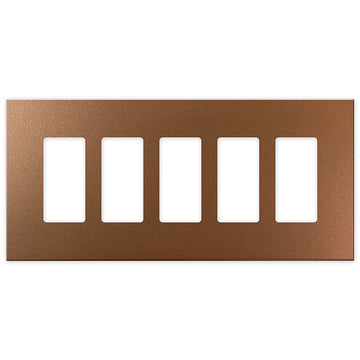 Screwless Oversized Brushed Copper - 5 Rocker Wallplate