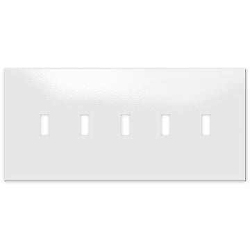 Screwless Oversized White - 5 Toggle Wallplate