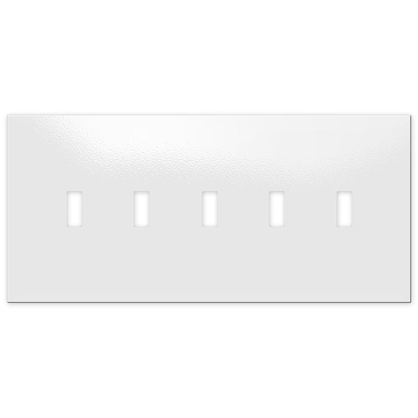 Screwless Oversized White - 5 Toggle Wallplate