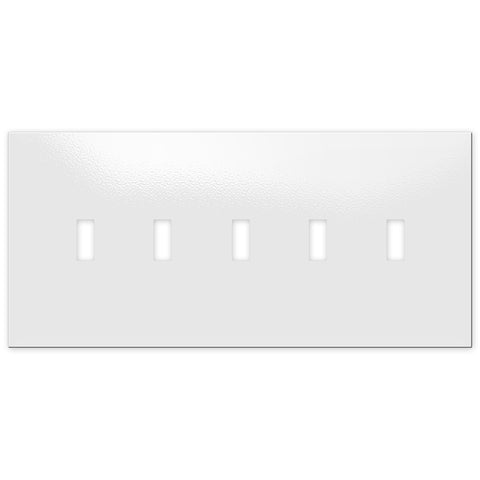 Screwless Oversized White - 5 Toggle Wallplate