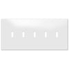 Screwless Oversized White - 5 Toggle Wallplate