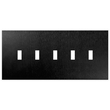 Screwless Oversized Brushed Black - 5 Toggle Wallplate