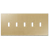 Screwless Oversized Brushed Gold - 5 Toggle Wallplate