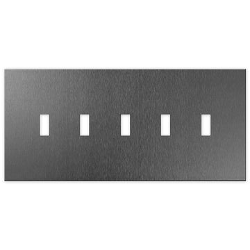 Screwless Oversized Brushed Gray - 5 Toggle Wallplate