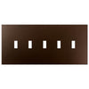 Screwless Oversized Bronze - 5 Toggle Wallplate