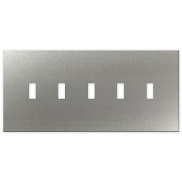 Screwless Oversized Stainless Steel - 5 Toggle Wallplate