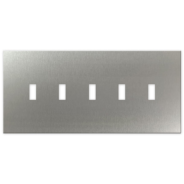 Screwless Oversized Stainless Steel - 5 Toggle Wallplate
