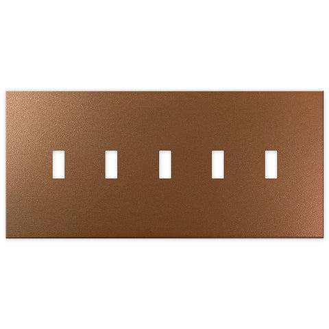 Screwless Oversized Brushed Copper - 5 Toggle Wallplate