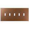 Screwless Oversized Brushed Copper - 5 Toggle Wallplate