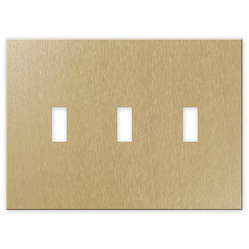 Screwless Brushed Gold - 3 Toggle Wallplate