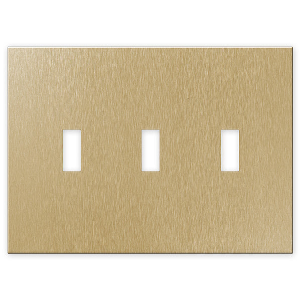 Screwless Brushed Gold - 3 Toggle Wallplate