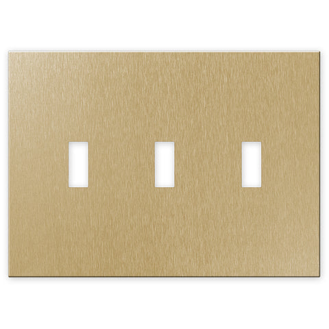 Screwless Brushed Gold - 3 Toggle Wallplate