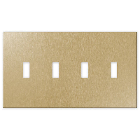 Screwless Brushed Gold - 4 Toggle Wallplate