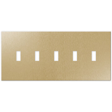 Screwless Brushed Gold - 5 Toggle Wallplate