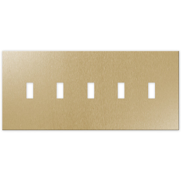 Screwless Brushed Gold - 5 Toggle Wallplate