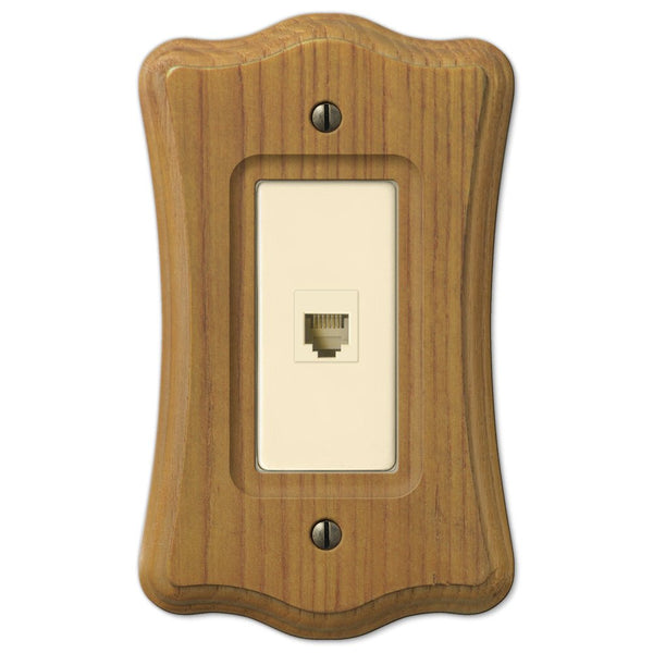 Austin Medium Oak Finish - 1 Phone Jack Wallplate - Wallplate Warehouse 176PH 070686175774 Phone Jacks