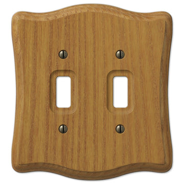 Austin Medium Oak Finish - 2 Toggle Wallplate - Wallplate Warehouse 176TT 070686175026 2 Toggle