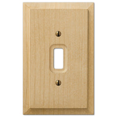 Baker Unfinished Alder Wood - 1 Toggle Wallplate