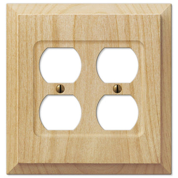 Baker Unfinished Alder Wood - 2 Duplex Wallplate - Wallplate Warehouse 180DD 070686201565 2 Duplex