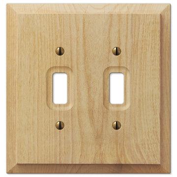 Baker Unfinished Alder Wood - 2 Toggle Wallplate - Wallplate Warehouse 180TT 070686175170 2 Toggle