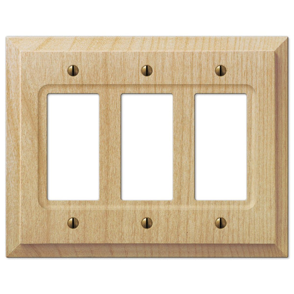 Baker Unfinished Alder Wood - 3 Rocker Wallplate - Wallplate Warehouse 180RRR 070686201596 3 Rocker
