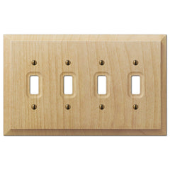 Baker Unfinished Alder Wood - 4 Toggle Wallplate