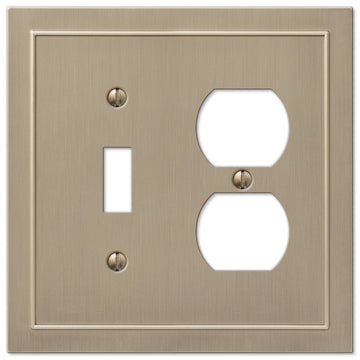 Bethany Brushed Bronze Cast - 1 Toggle / 1 Duplex Wallplate - Wallplate Warehouse 57TDBZ 070686583531 1 Toggle / 1 Duplex