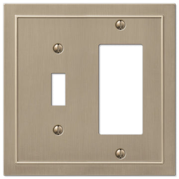 Bethany Brushed Bronze Cast - 1 Toggle / 1 Rocker Wallplate - Wallplate Warehouse 57TRBZ 070686583548 1 Toggle / 1 Rocker