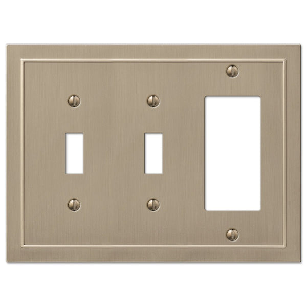 Bethany Brushed Bronze Cast - 2 Toggle / 1 Rocker Wallplate - Wallplate Warehouse 57TTRBZ 070686583562 2 Toggle / 1 Rocker