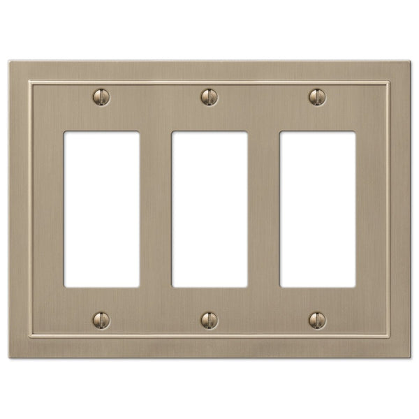 Bethany Brushed Bronze Cast - 3 Rocker Wallplate - Wallplate Warehouse 57RRRBZ 070686583586 3 Rocker