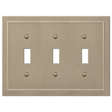 Bethany Brushed Bronze Cast - 3 Toggle Wallplate - Wallplate Warehouse 57TTTBZ 070686583524 3 Toggle