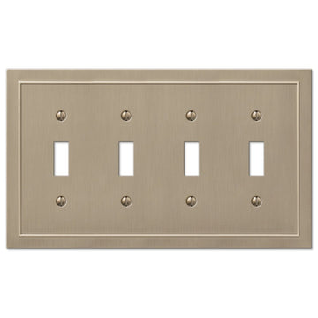 Bethany Brushed Bronze Cast - 4 Toggle Wallplate - Wallplate Warehouse 57T4BZ 070686583593 4 Toggle