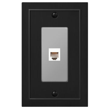 Bethany Matte Black Cast - 1 Phone Jack Wallplate - Wallplate Warehouse 57PHBK 070686586686 Phone Jacks
