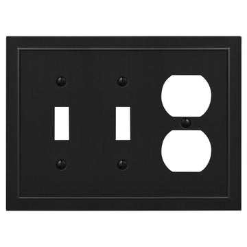 Bethany Matte Black Cast - 2 Toggle / 1 Duplex Wallplate - Wallplate Warehouse 57TTDBK 070686586624 2 Toggle / 1 Duplex