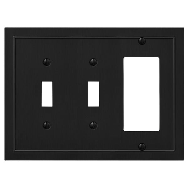 Bethany Matte Black Cast - 2 Toggle / 1 Rocker Wallplate - Wallplate Warehouse 57TTRBK 070686586631 2 Toggle / 1 Rocker