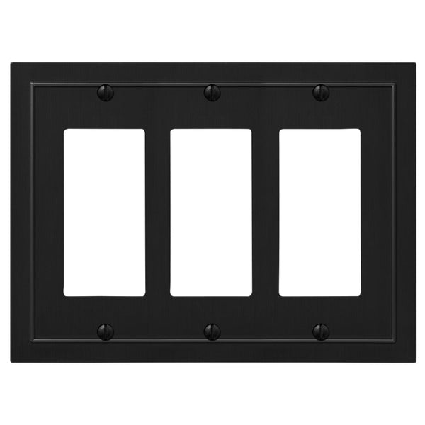 Bethany Matte Black Cast - 3 Rocker Wallplate - Wallplate Warehouse 57RRRBK 070686586648 3 Rocker
