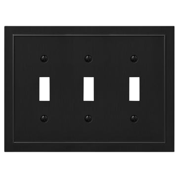 Bethany Matte Black Cast - 3 Toggle Wallplate - Wallplate Warehouse 57TTTBK 070686586617 3 Toggle