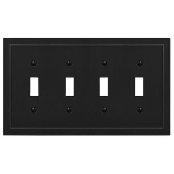 Bethany Matte Black Cast - 4 Toggle Wallplate - Wallplate Warehouse 57T4BK 070686586655 4 Toggle