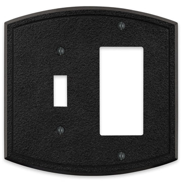 Blackwell Black Iron Cast - 1 Toggle / 1 Rocker Wallplate - Wallplate Warehouse 58TRBI - B 070686012307 1 Toggle / 1 Rocker
