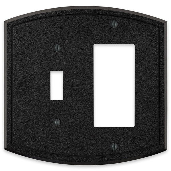 Blackwell Black Iron Cast - 1 Toggle / 1 Rocker Wallplate - Wallplate Warehouse 58TRBI - B 070686012307 1 Toggle / 1 Rocker